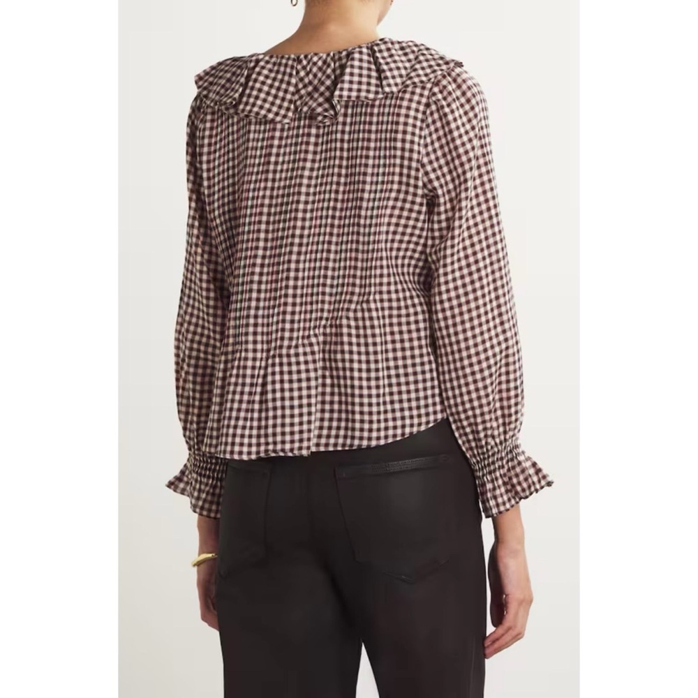 DOEN Hardy Ruffle Long Sleeve Top in Delphine Plaid - Picture 2 of 6